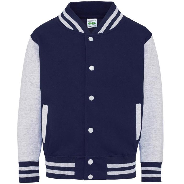 Kids varsity jacket Oxford Navy/Heather Grey