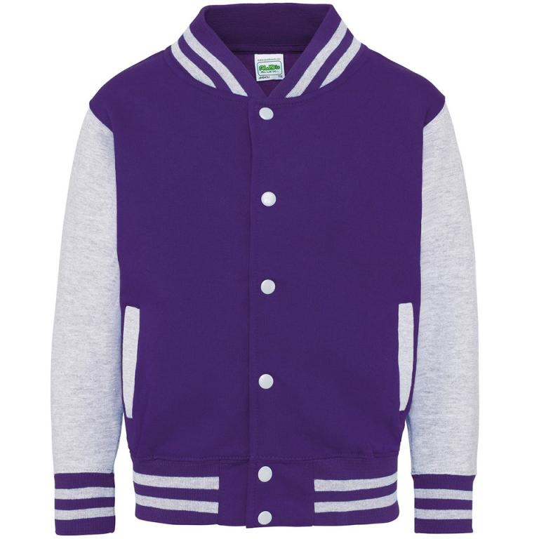 Kids varsity jacket Purple/Heather Grey