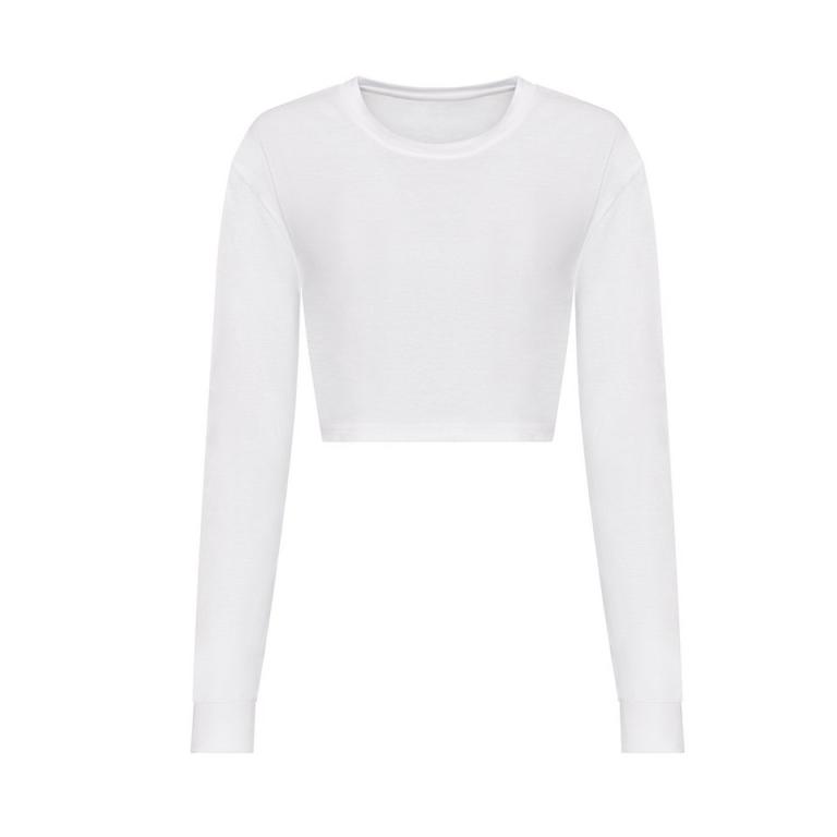 Women's long sleeve cropped T Solid White