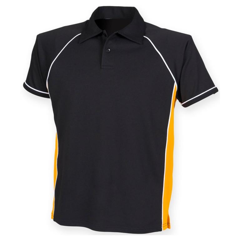 Piped performance polo Black/Amber/White