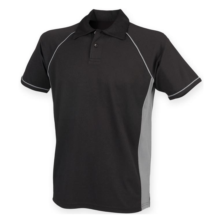 Piped performance polo Black/Gunmetal Grey