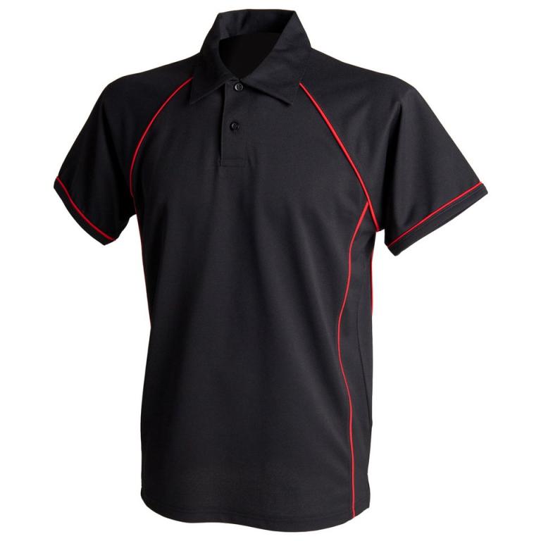 Piped performance polo Black/Red