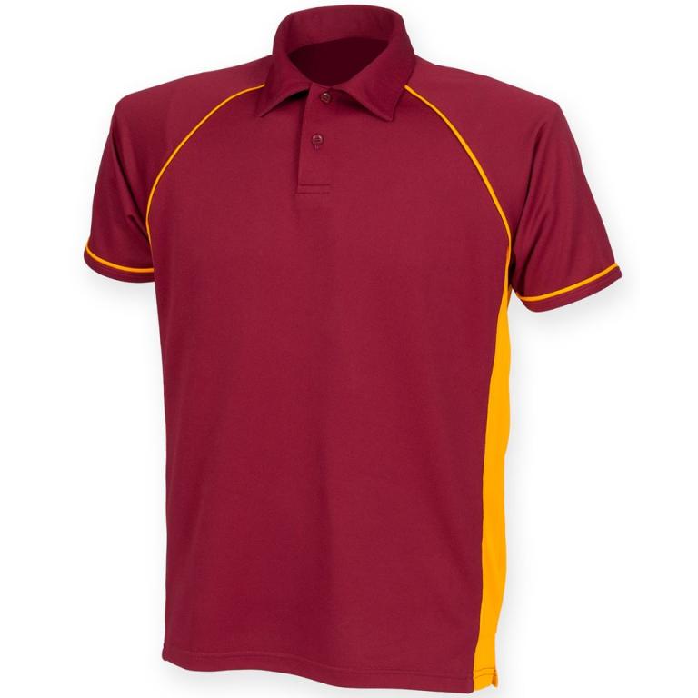 Piped performance polo Maroon/Amber/Amber