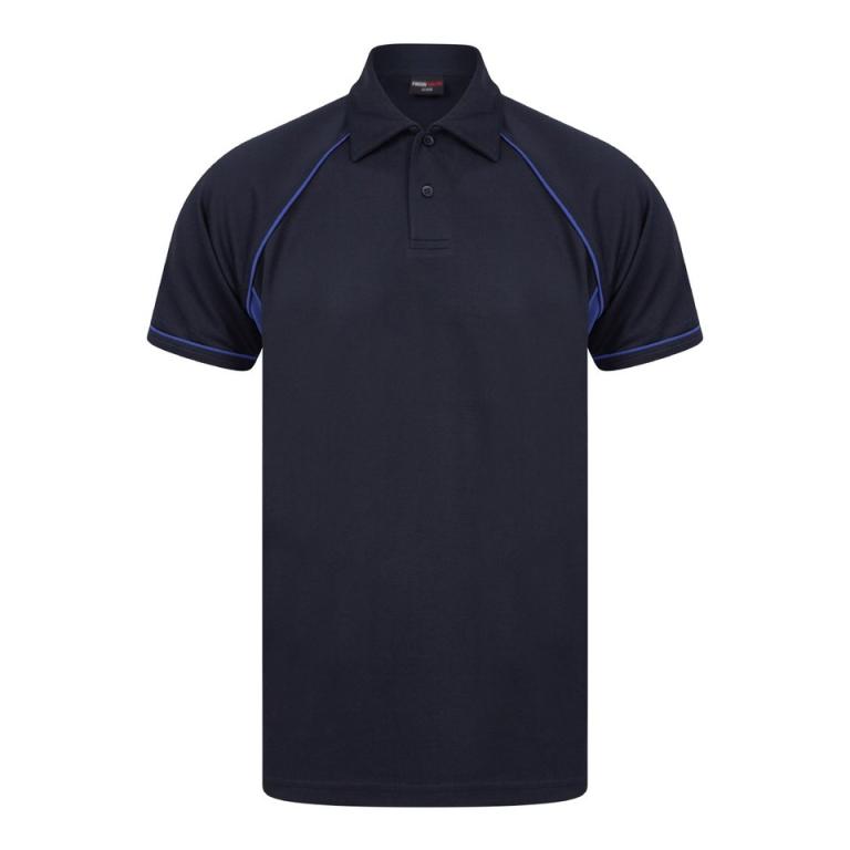 Piped performance polo Navy/Royal/Royal