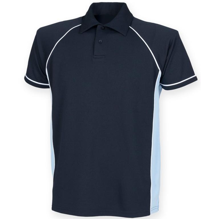 Piped performance polo Navy/Sky/White