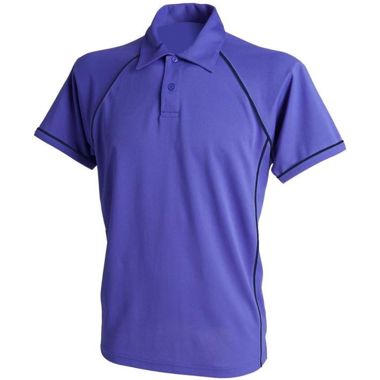 Piped performance polo Purple/Navy