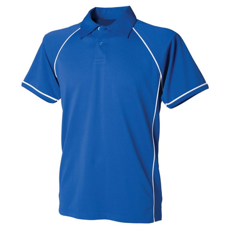 Piped performance polo Royal/White