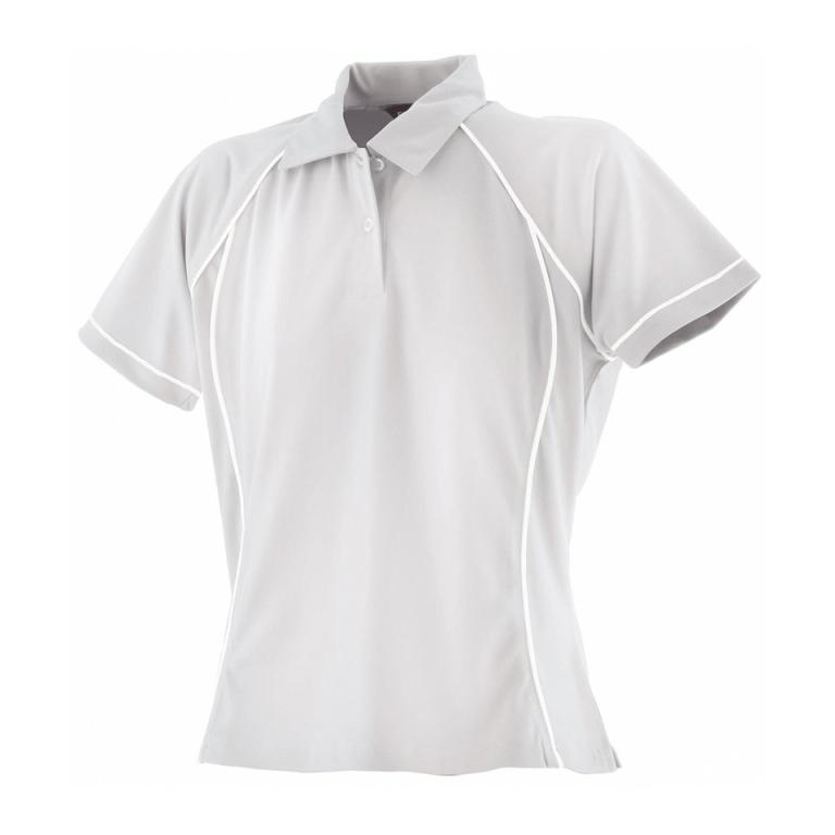 Women's piped performance polo White/White