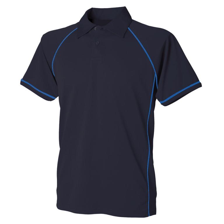 Kids piped performance polo Navy/Royal/Royal