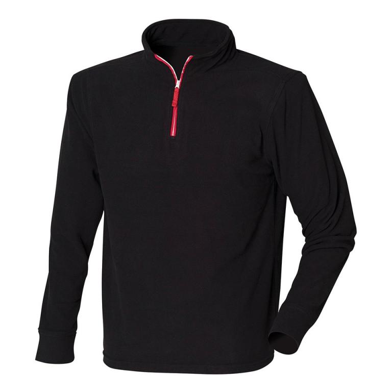 ¼ zip long sleeve fleece piped Black/Red/White