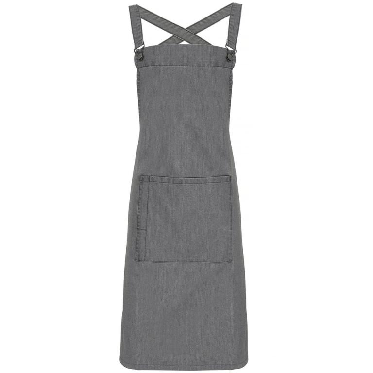 Cross back 'barista' bib apron Grey Denim