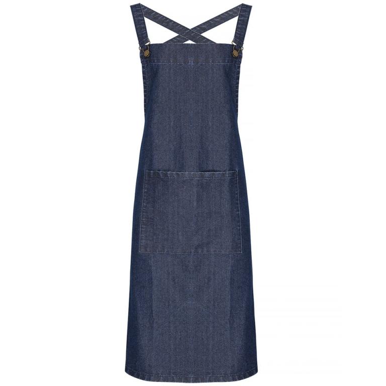 Cross back 'barista' bib apron Indigo Denim