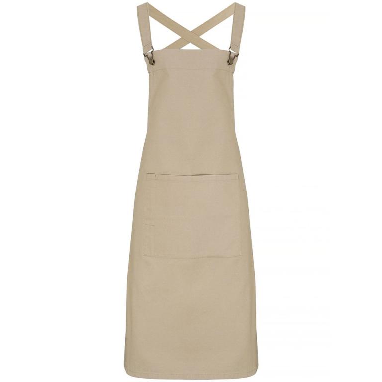 Cross back 'barista' bib apron Khaki