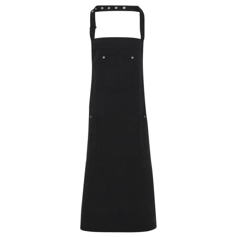 Chino cotton bib apron Black