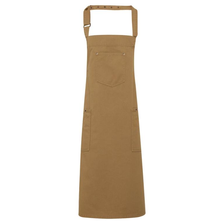 Chino cotton bib apron Khaki