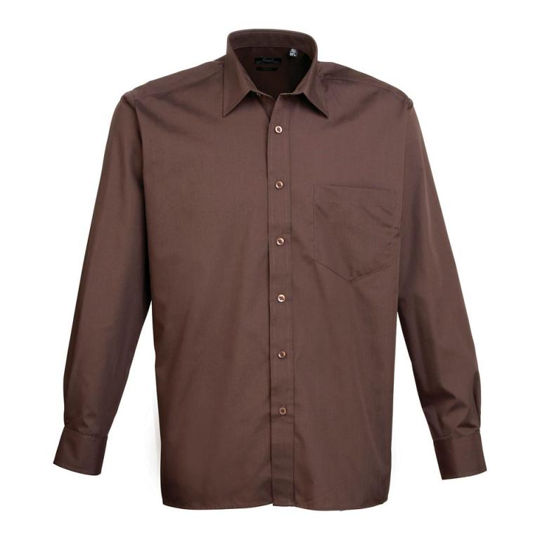 Long sleeve poplin shirt Brown