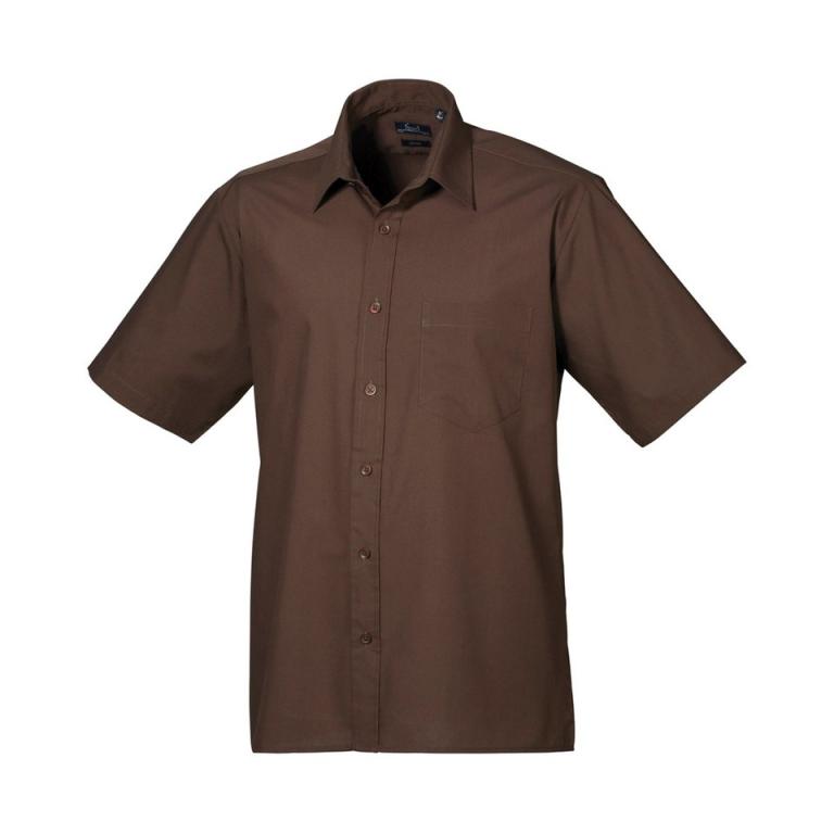 Short sleeve poplin shirt Brown