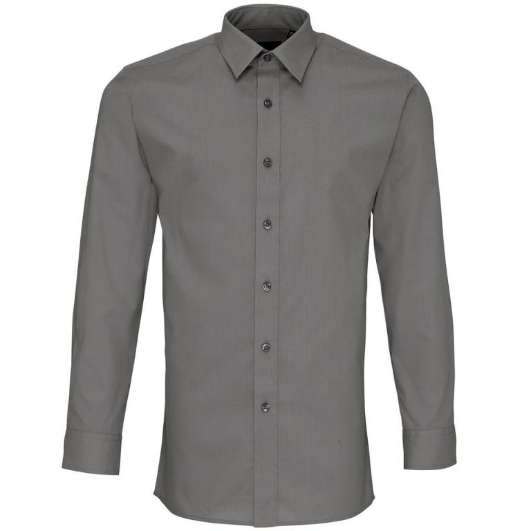 Poplin fitted long sleeve shirt Dark Grey