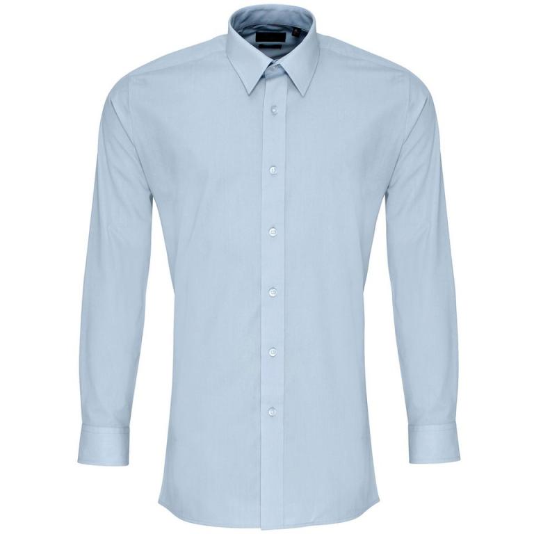 Poplin fitted long sleeve shirt Light Blue