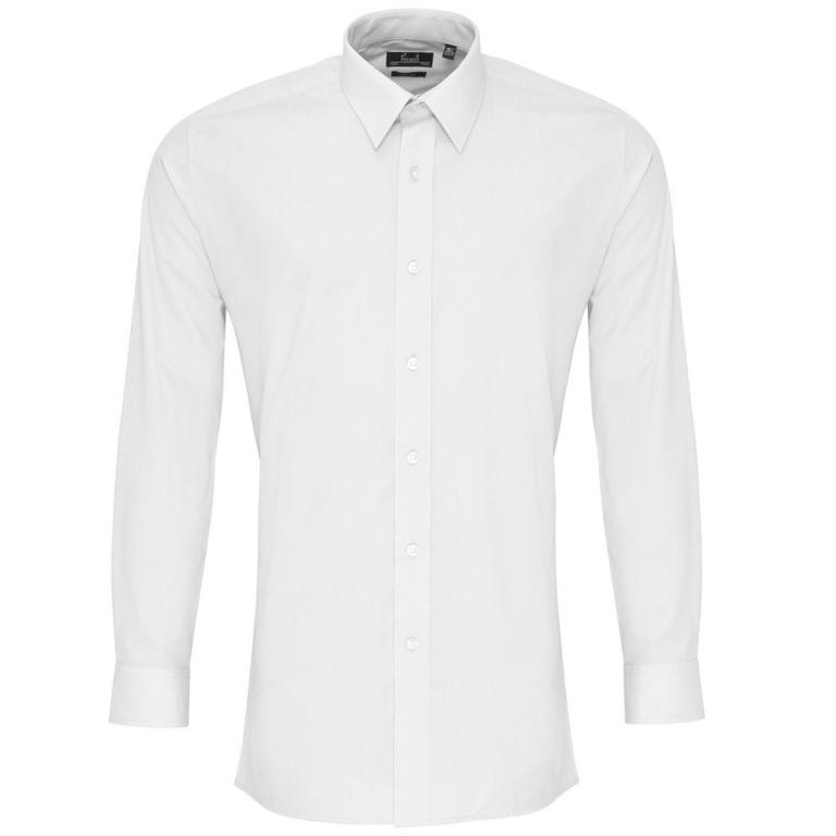 Poplin fitted long sleeve shirt White