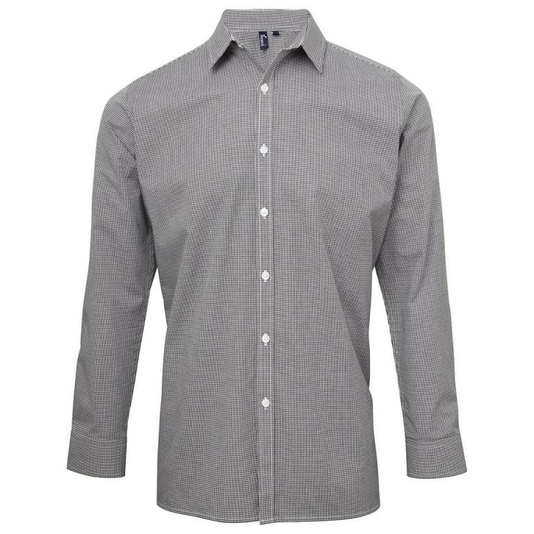 Microcheck (Gingham) long sleeve cotton shirt Black/White