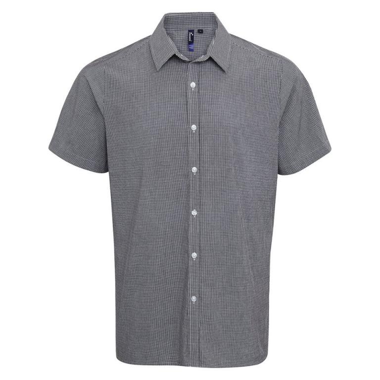 Microcheck (Gingham) short sleeve cotton shirt Black/White