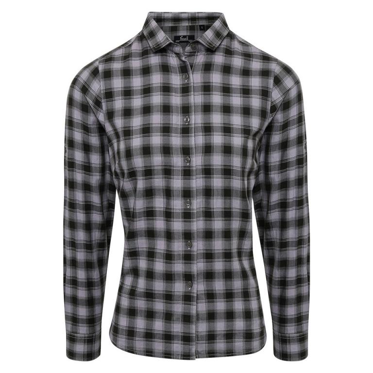 Women's Mulligan check cotton long sleeve shirt Steel/Black