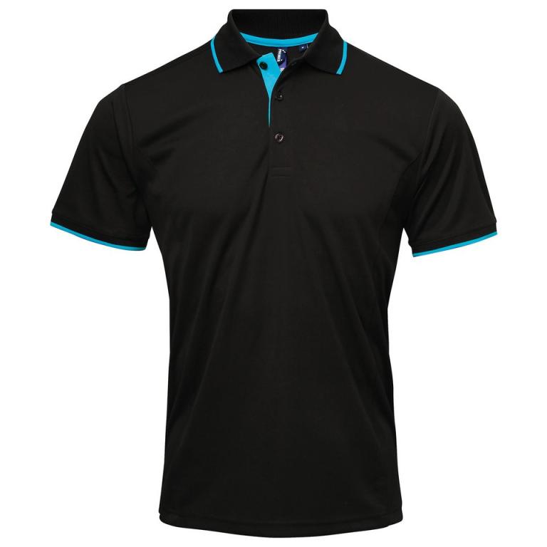 Contrast Coolchecker® polo Black/Turquoise