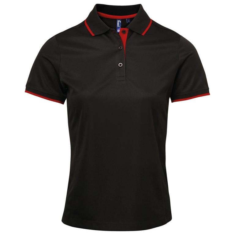 Women's contrast Coolchecker® polo Black/Red