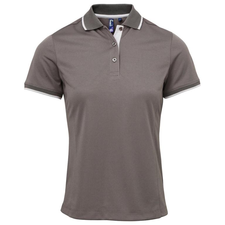 Women's contrast Coolchecker® polo Dark Grey/Silver