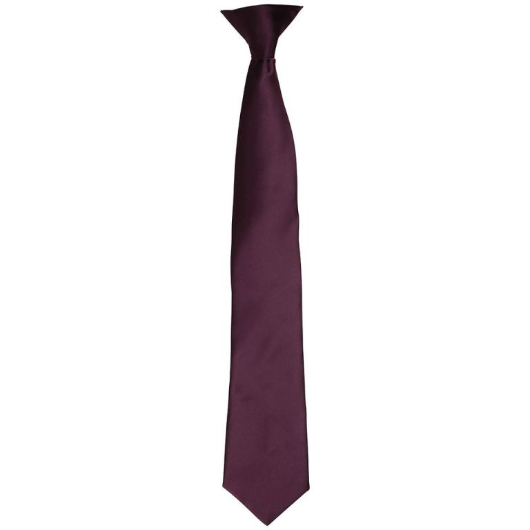 'Colours' satin clip tie Aubergine