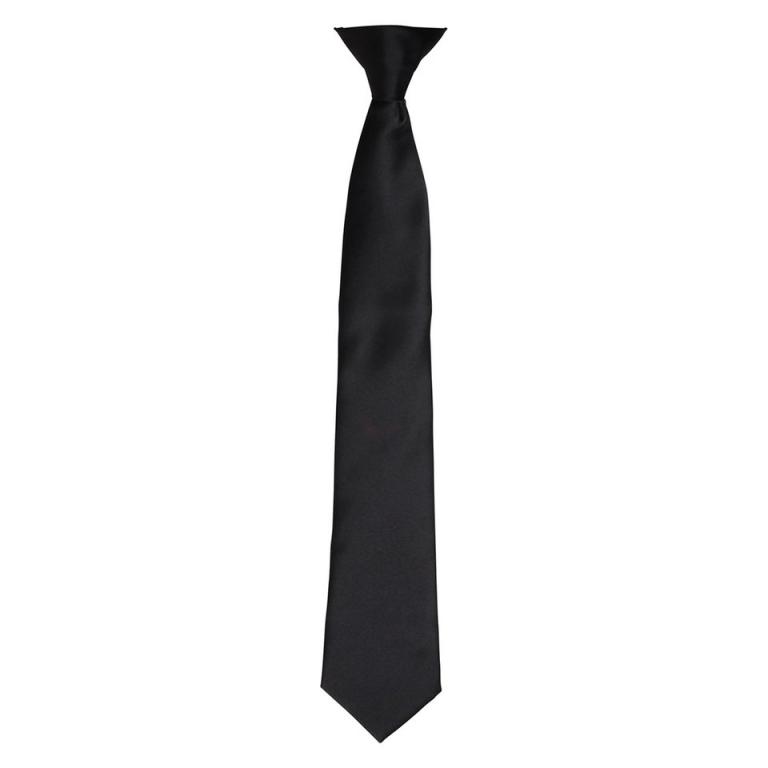 'Colours' satin clip tie Black