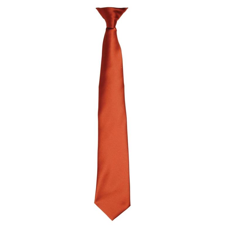 'Colours' satin clip tie Chestnut