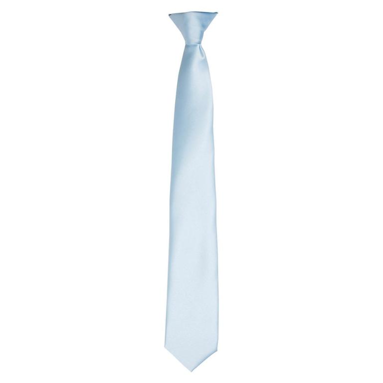 'Colours' satin clip tie Light Blue