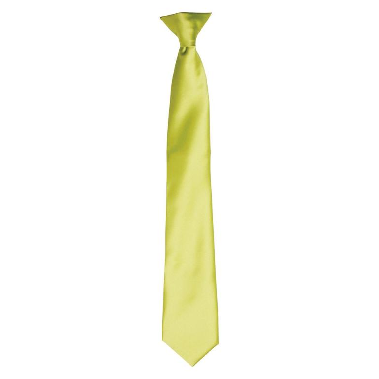 'Colours' satin clip tie Lime