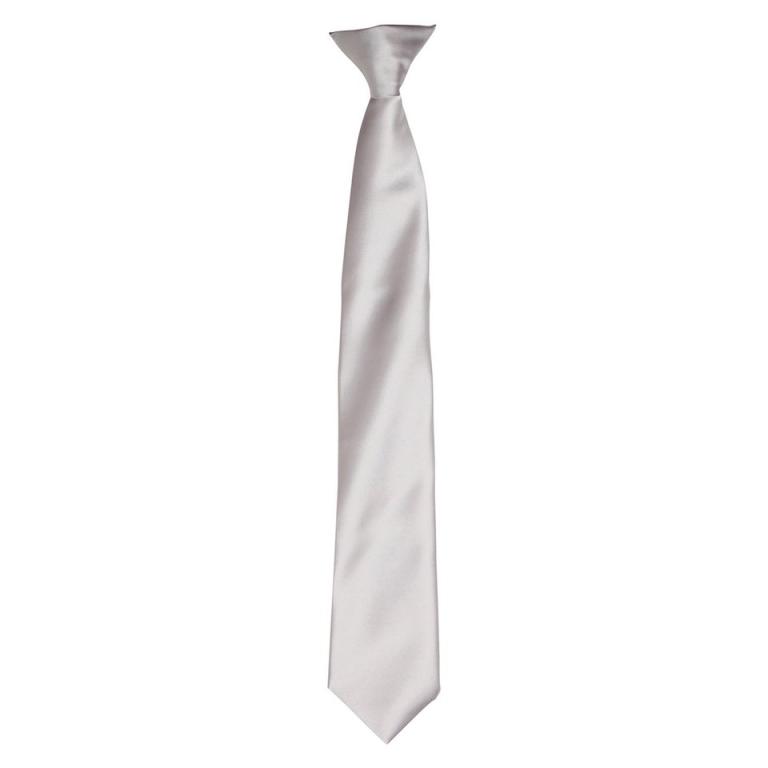 'Colours' satin clip tie Silver Grey