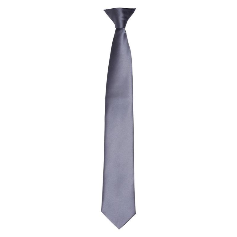 'Colours' satin clip tie Steel