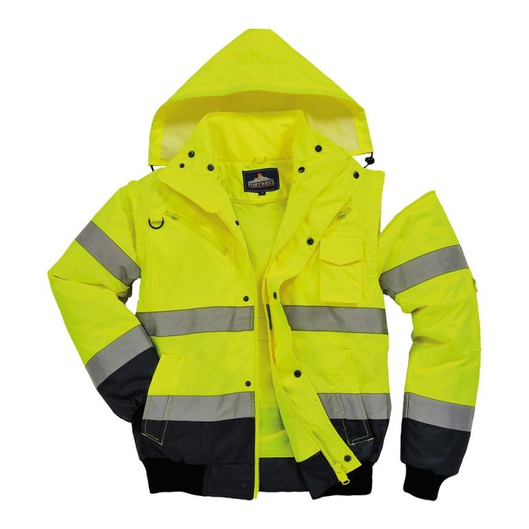 Hi-vis contrast bomber jacket (C465) Yellow/Navy