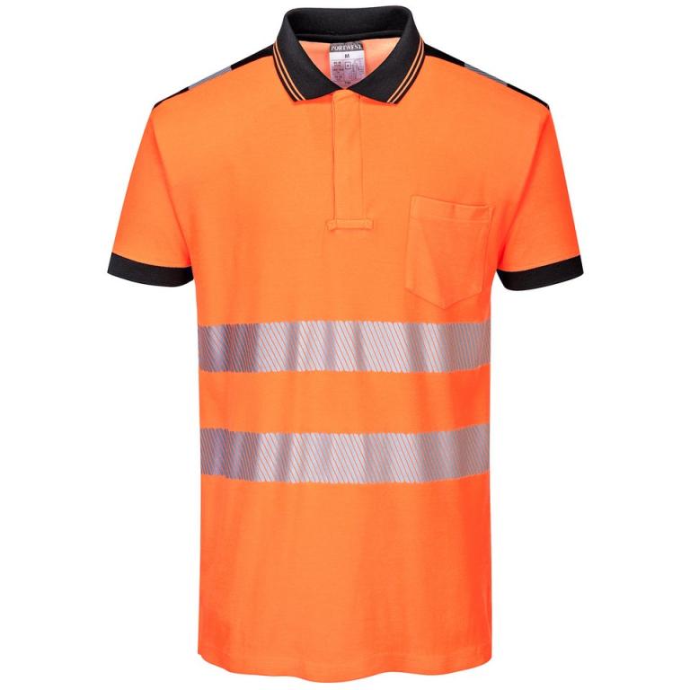 PW3 Hi-vis polo shirt (T180) Orange/Black