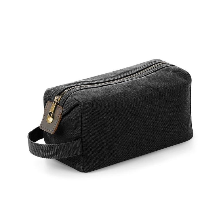 Heritage waxed canvas wash bag Black