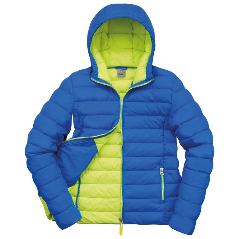 Women's Urban snow bird hooded jacket Ocean Blue/Lime