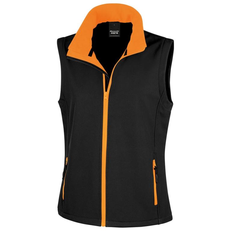 Women's printable softshell bodywarmer Black/Orange