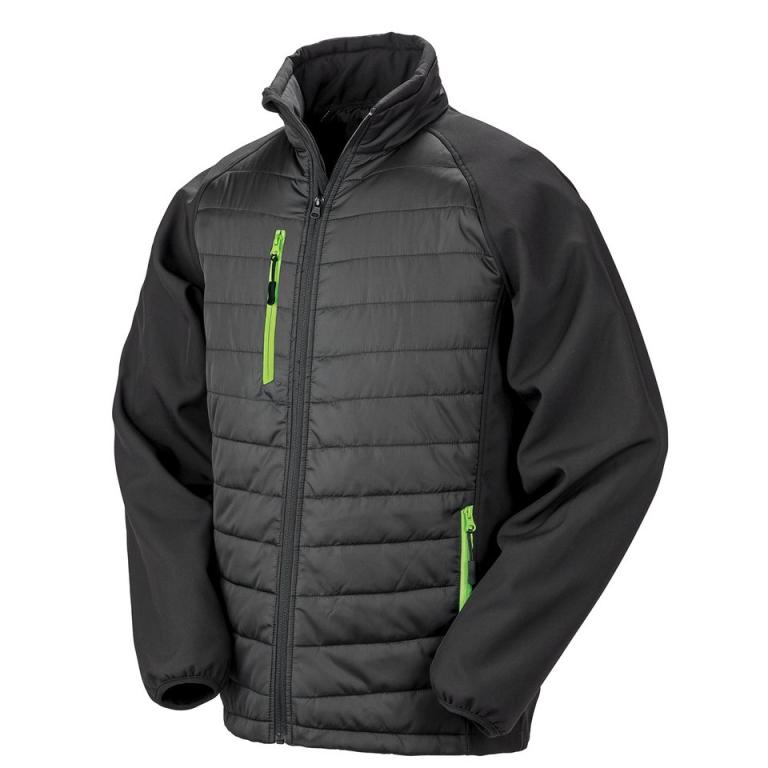 Black compass padded softshell jacket Black/Lime