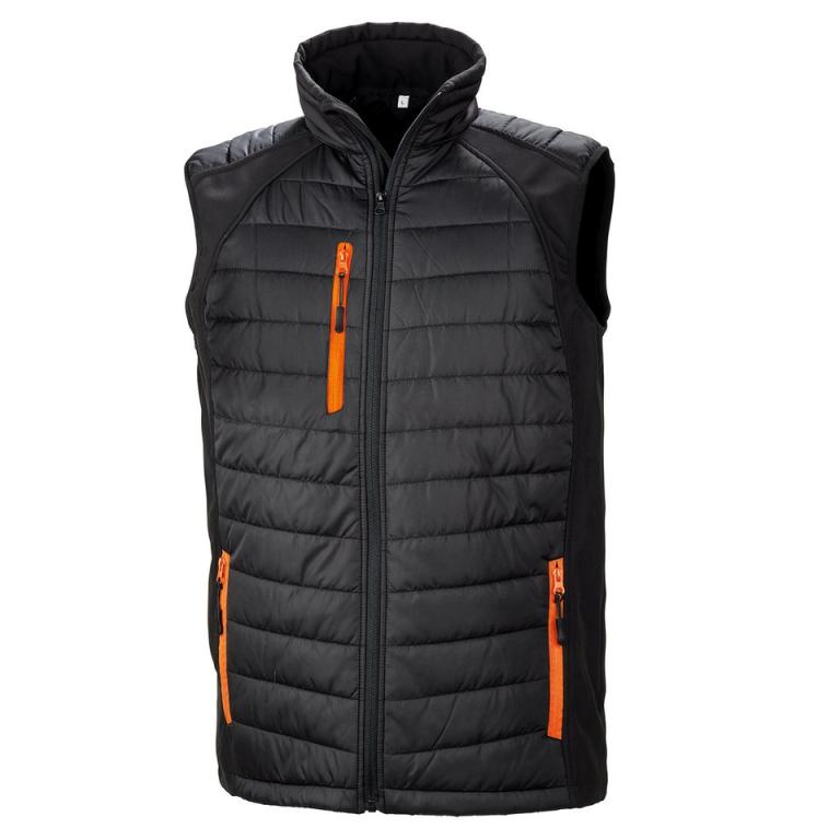 Black compass padded softshell gilet Black/Orange