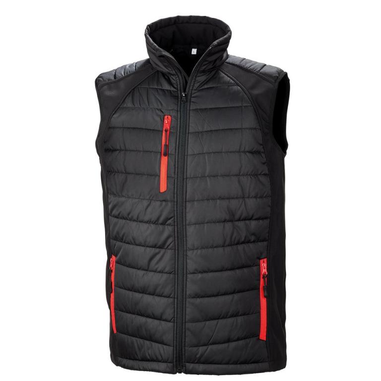 Black compass padded softshell gilet Black/Red