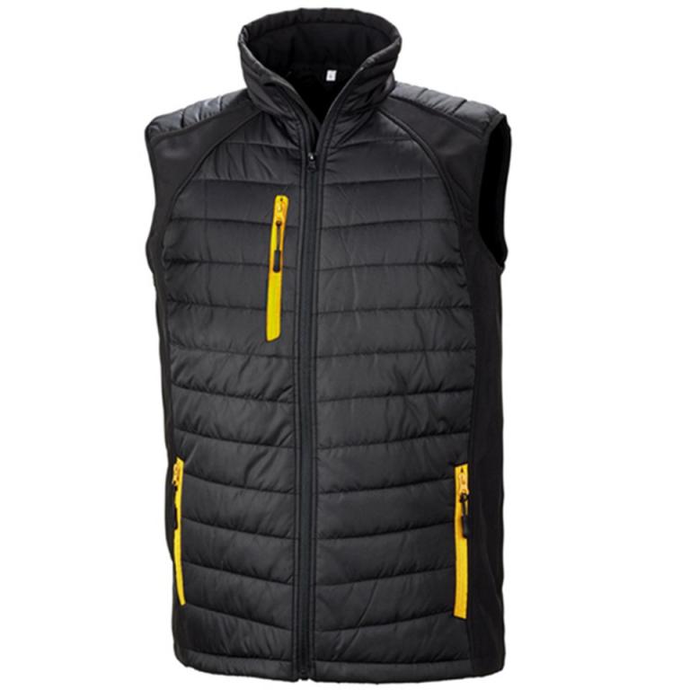 Black compass padded softshell gilet Black/Yellow