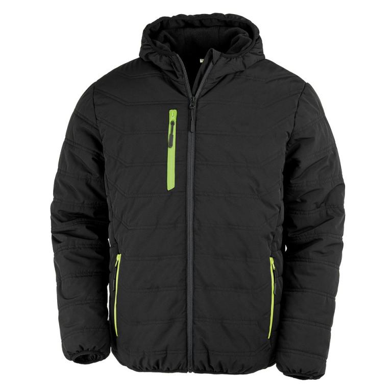 Recycled black compass padded winter jacket Black/Lime