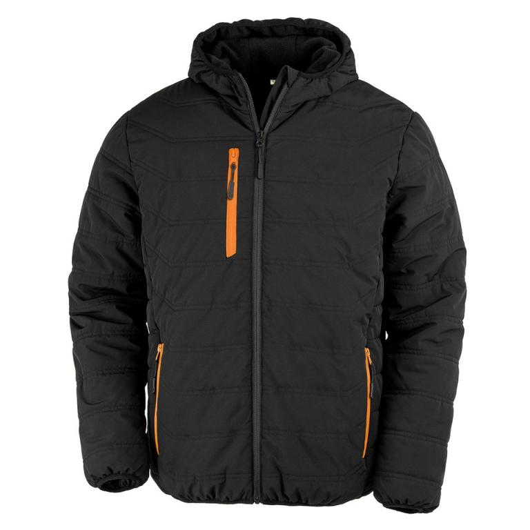 Recycled black compass padded winter jacket Black/Orange