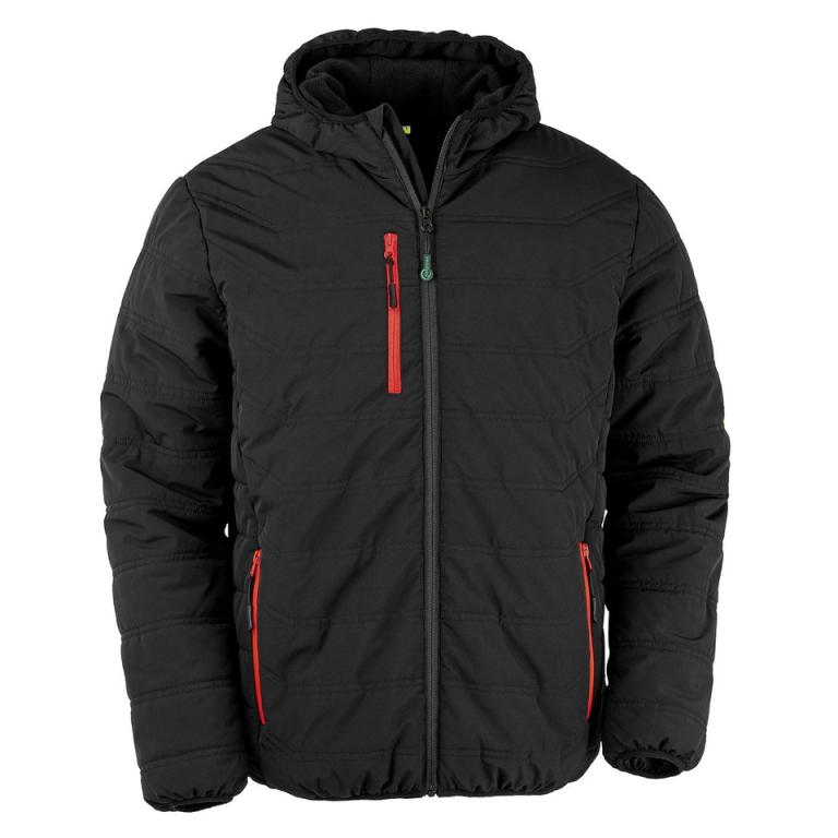 Recycled black compass padded winter jacket Black/Red