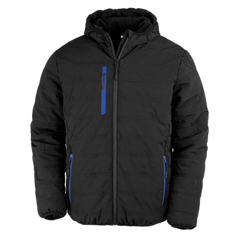 Recycled black compass padded winter jacket Black/Royal